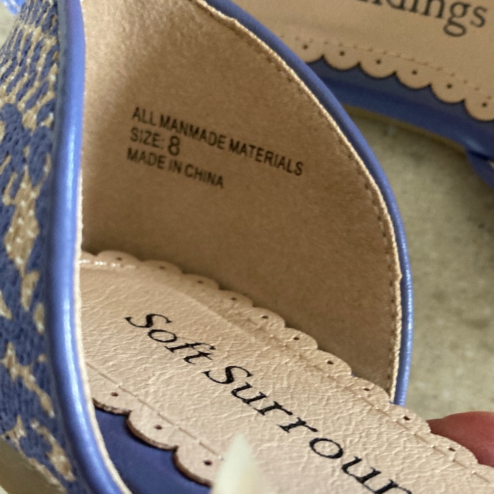 Soft Surroundings Intricate Blue and Cream Loafers - Picture 3 of 9